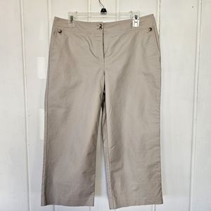 Ann Taylor Margot Khaki Wide Leg Capri Pants sz 10